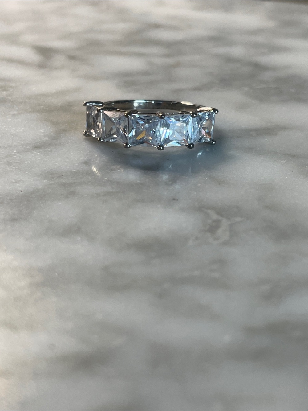 925 Sterling Silver Multi-Stone Princess Cut Eternity Ring size 7